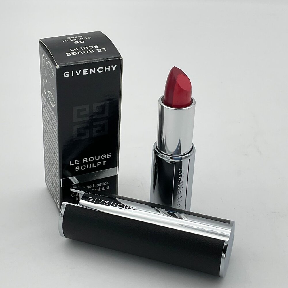 Givenchy Le Rouge Sculpt Two-Tone Lipstick #05 Sculpt'in Rose NIP Leather Case